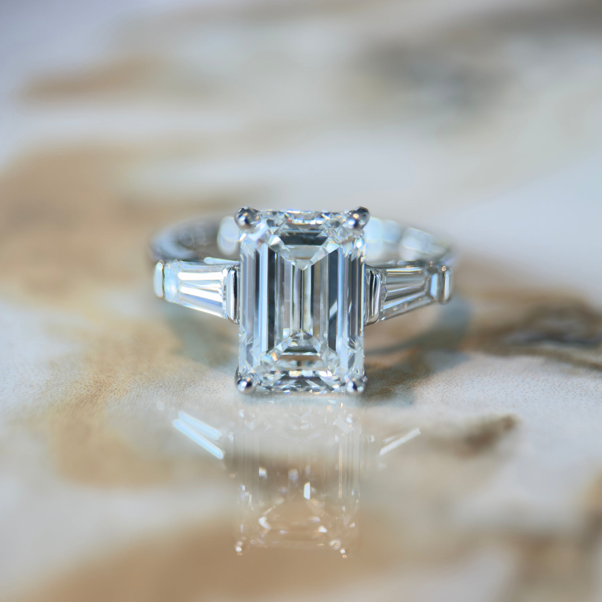 London Diamonds Classic Emerald and Tapering Baguettes - 3ct+ (9.5mm+, D/E & VVS)