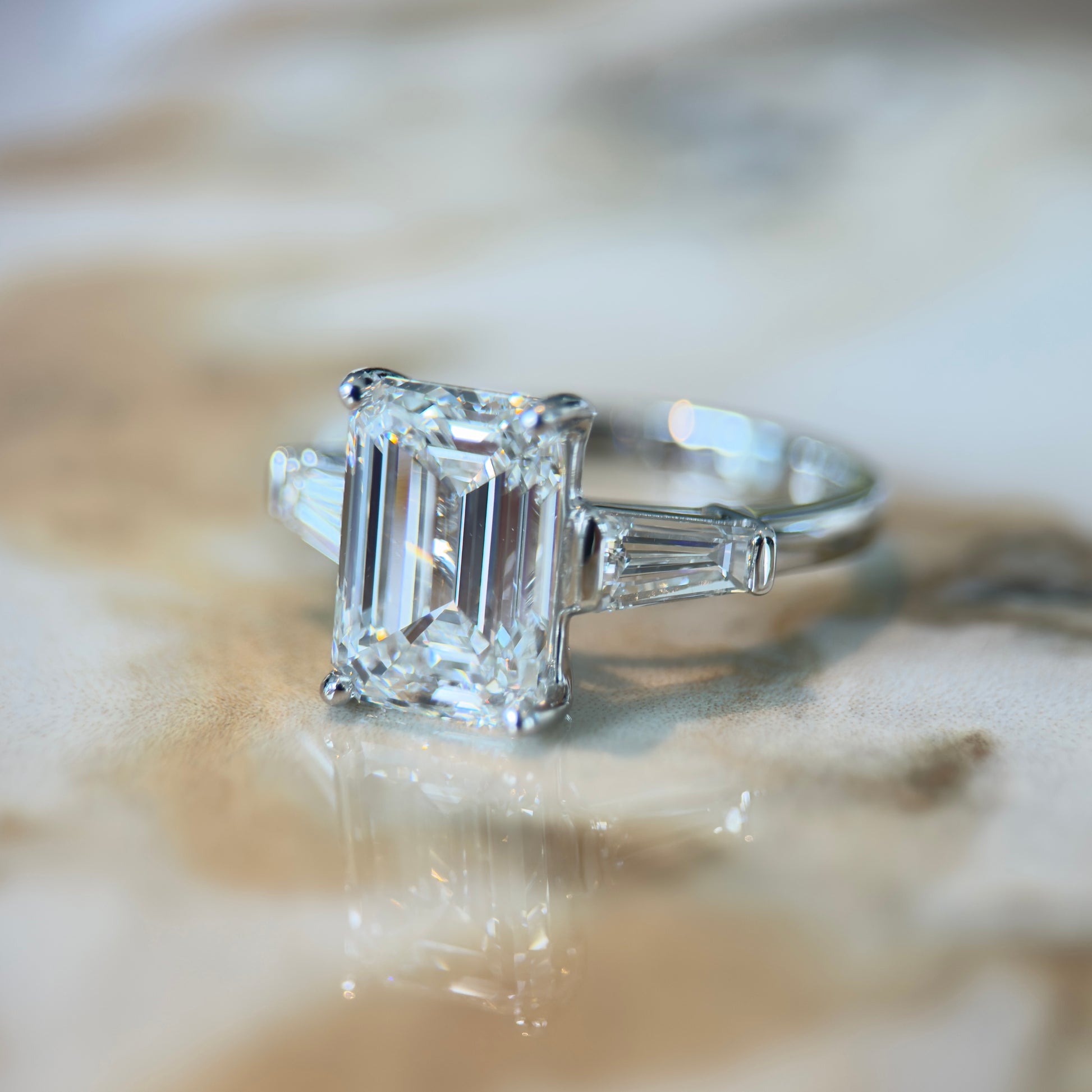 London Diamonds Classic Emerald and Tapering Baguettes - 3ct+ (9.5mm+, D/E & VVS)