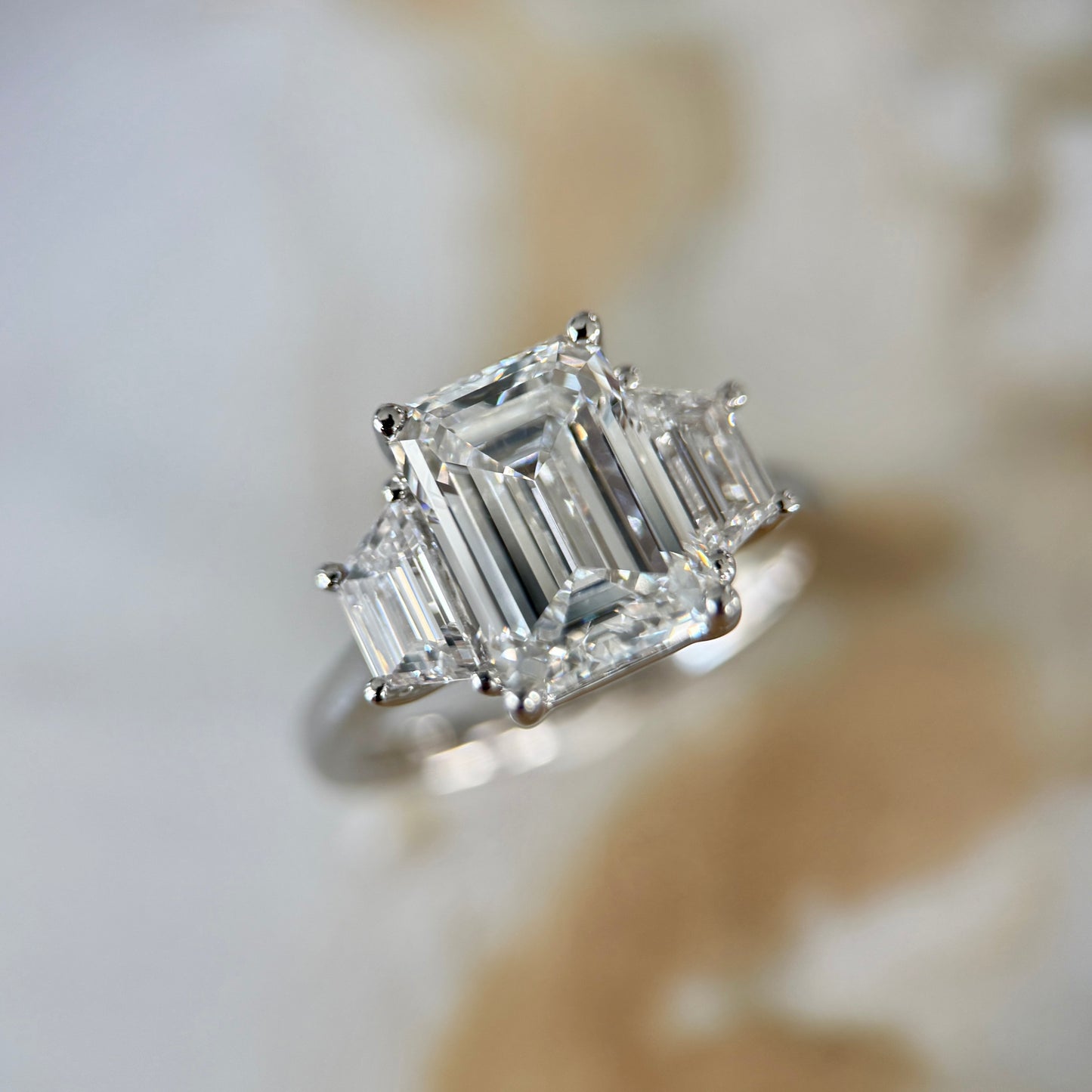 London Diamonds Classic Emerald and Trapezoids - 3ct+ (9.5mm+, D/E & VVS)