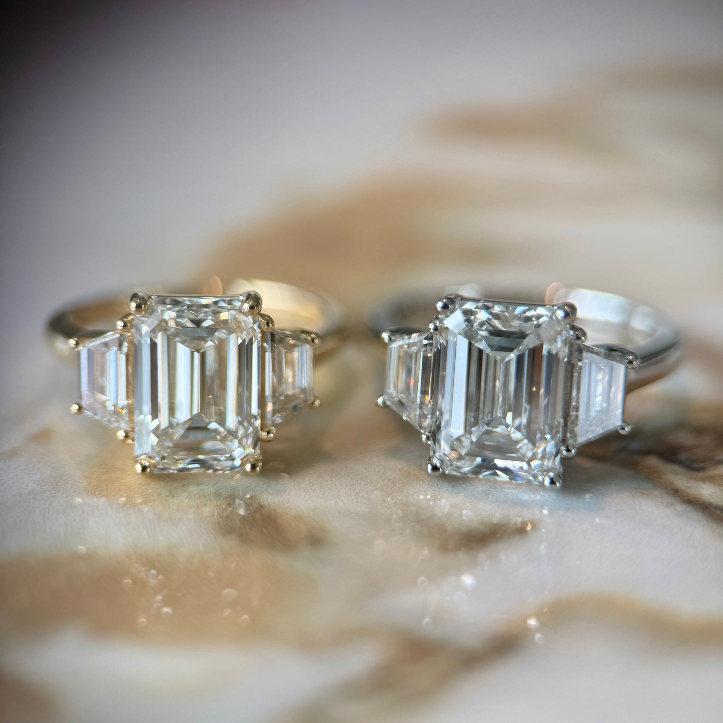 London Diamonds Classic Emerald and Trapezoids - 3ct+ (9.5mm+, D/E & VVS)