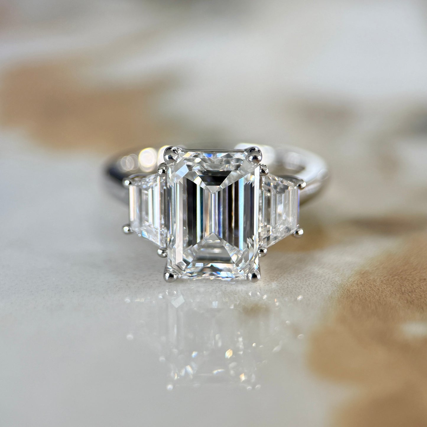 London Diamonds Classic Emerald and Trapezoids - 3ct+ (9.5mm+, D/E & VVS)