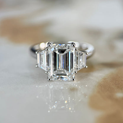 London Diamonds Classic Emerald and Trapezoids - 3ct+ (9.5mm+, D/E & VVS)