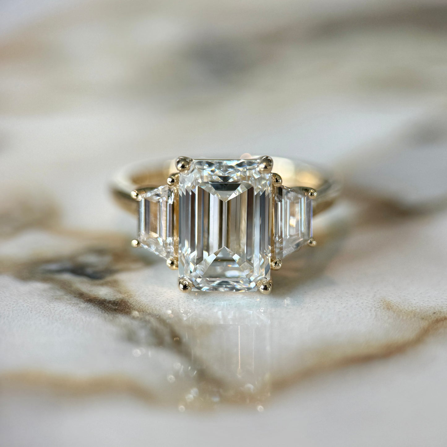 London Diamonds Classic Emerald and Trapezoids - 3ct+ (9.5mm+, D/E & VVS)