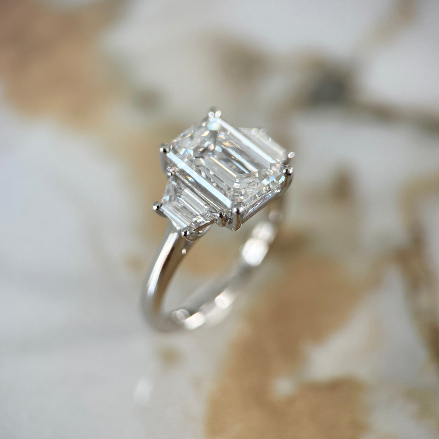 London Diamonds Classic Emerald and Trapezoids - 3ct+ (9.5mm+, D/E & VVS)