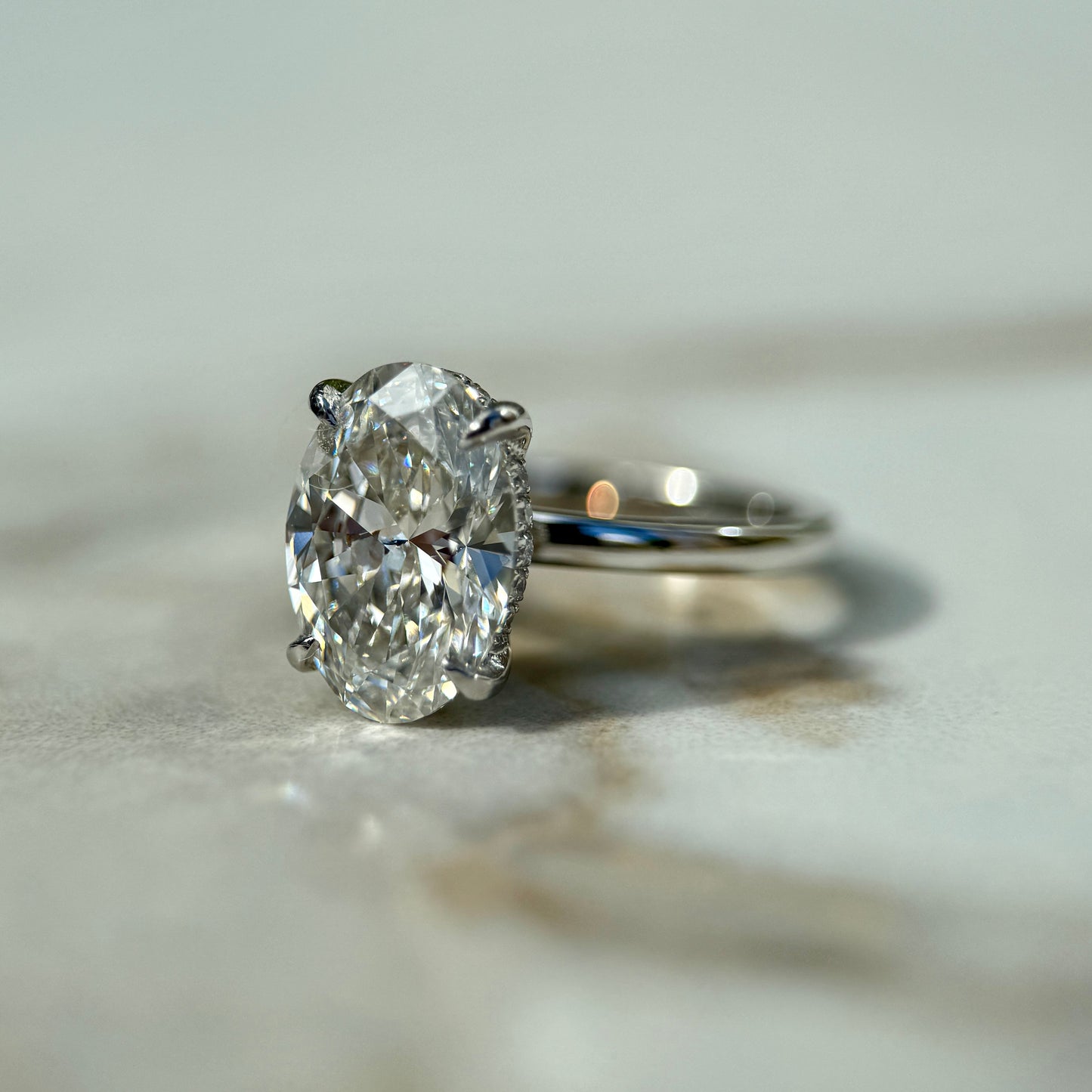 London Diamonds Classic Oval Cut Hidden Halo - 3ct+ (11.5mm+, E/VS1+)
