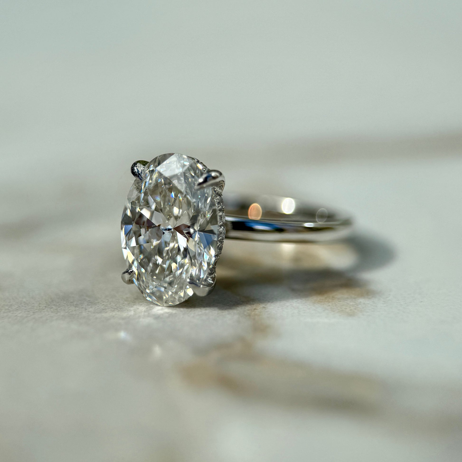 London Diamonds Classic Oval Cut Hidden Halo - 3ct+ (11.5mm+, E/VS1+)