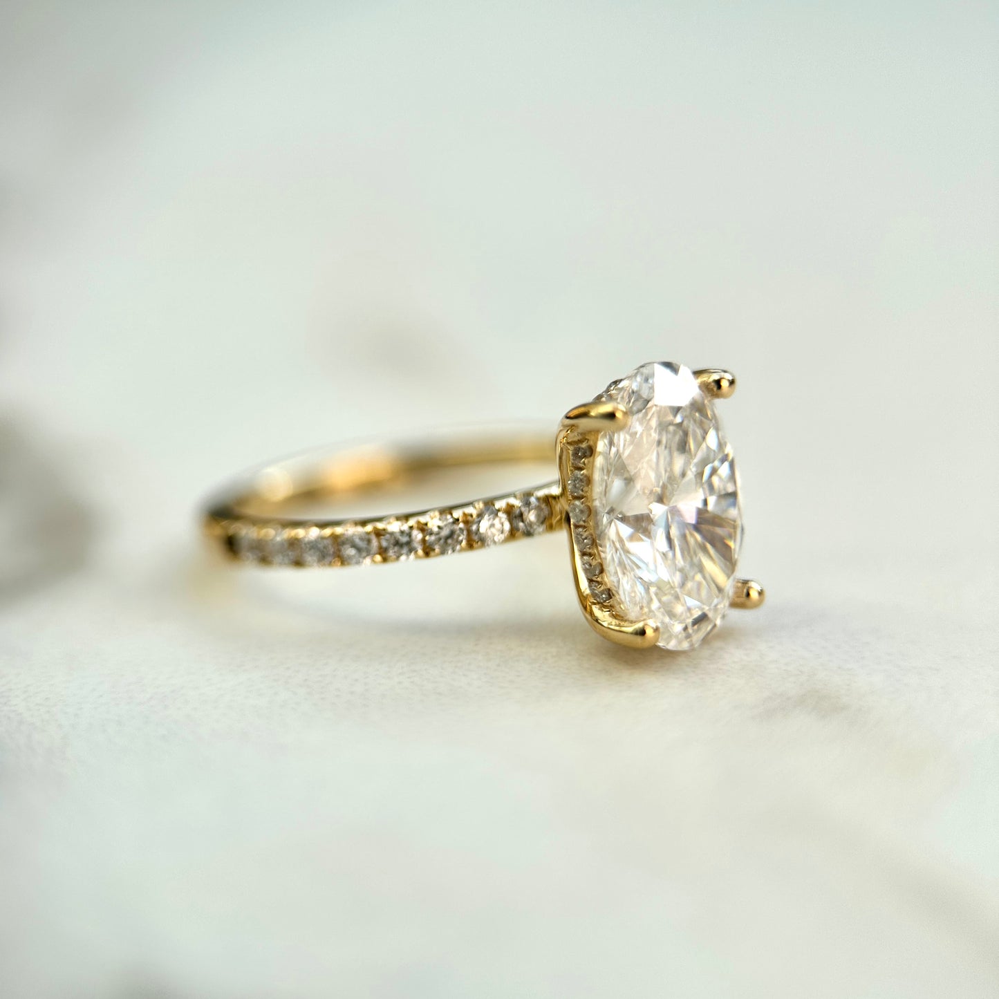 Classic Oval Cut Hidden Halo with Diamond Band - 2.50ct+ (10.5mm+, D/E & VVS)