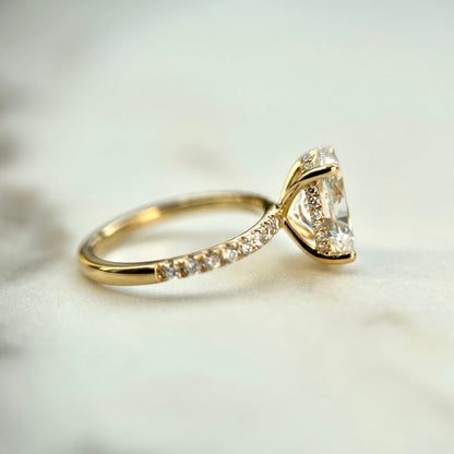 Classic Oval Cut Hidden Halo with Diamond Band - 2.50ct+ (10.5mm+, D/E & VVS)