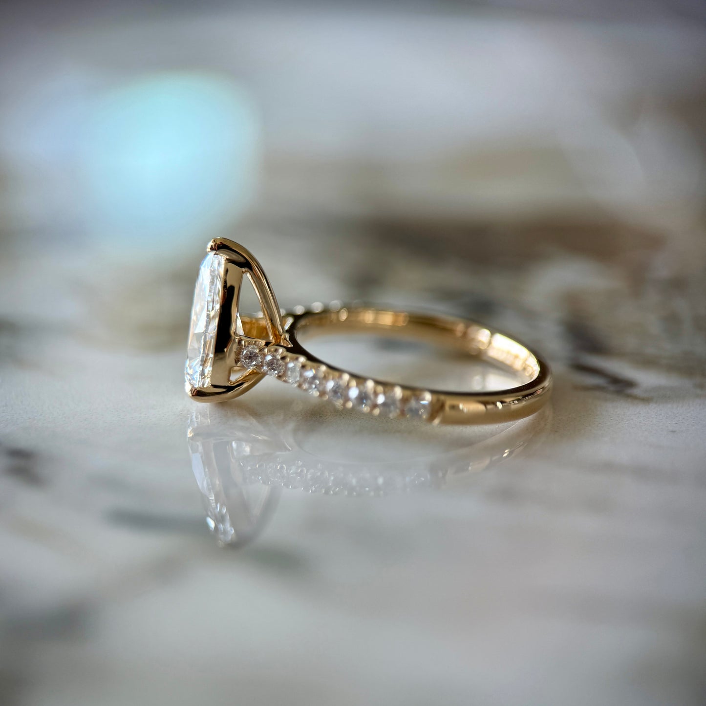 Classic Pear Cut Solitaire with Diamond Band - 1.50ct+ (D/E & VVS)