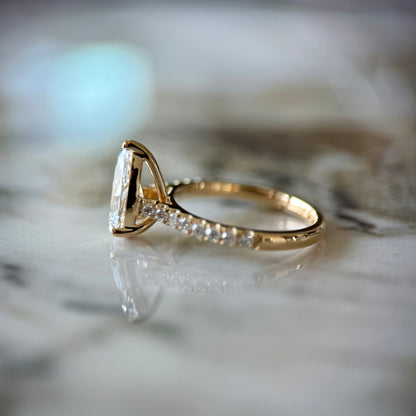 Classic Pear Cut Solitaire with Diamond Band - 1.50ct+ (D/E & VVS)