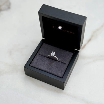 Classic Radiant Cut Hidden Halo with Diamond Band - 1.50ct+ (8mm+, D/E & VVS)