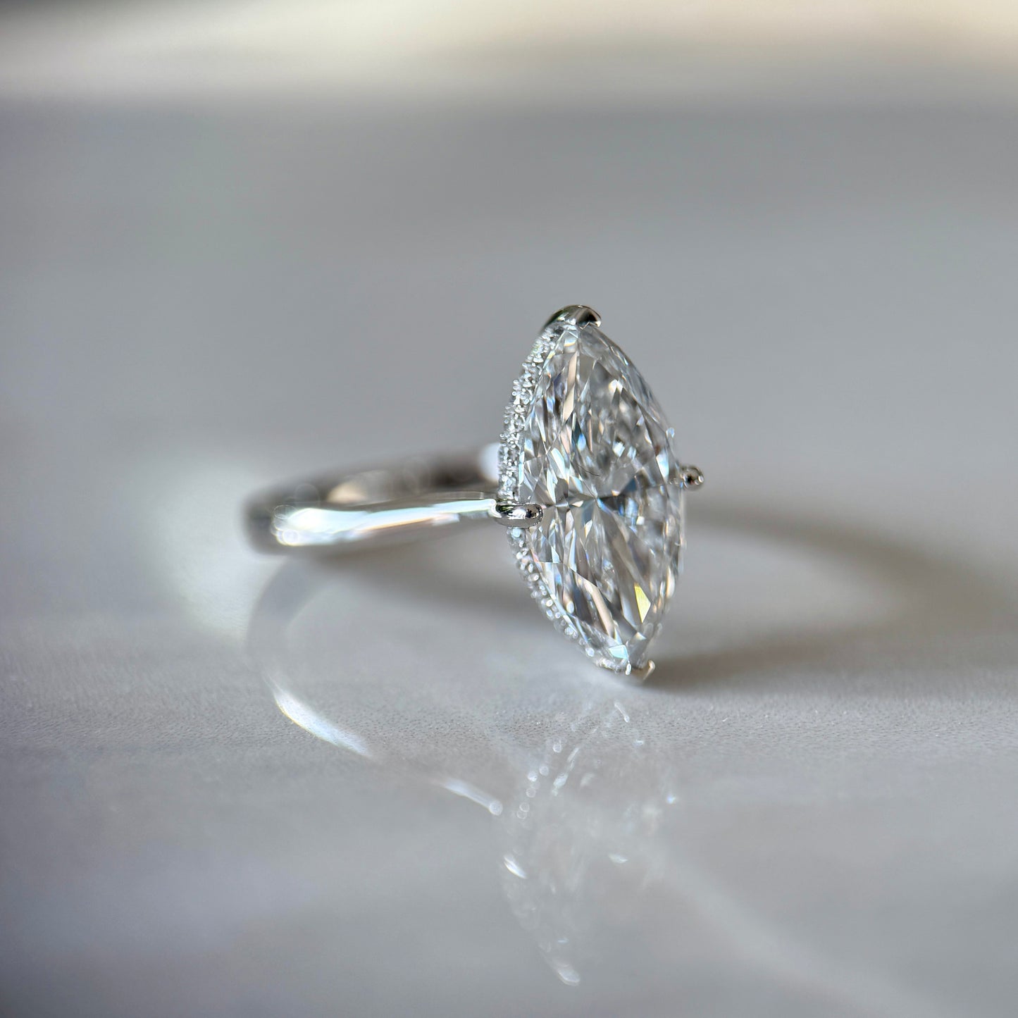 Classic Marquise Cut Hidden Halo - 3ct+ (14mm+, E/VS1+)