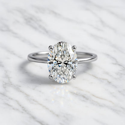 Classic Oval Cut Hidden Halo - 3ct+ (11.5mm+, D/E & VVS)