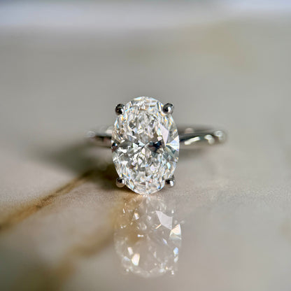 Classic Oval Cut Hidden Halo - 3ct+ (11.5mm+, D/E & VVS)