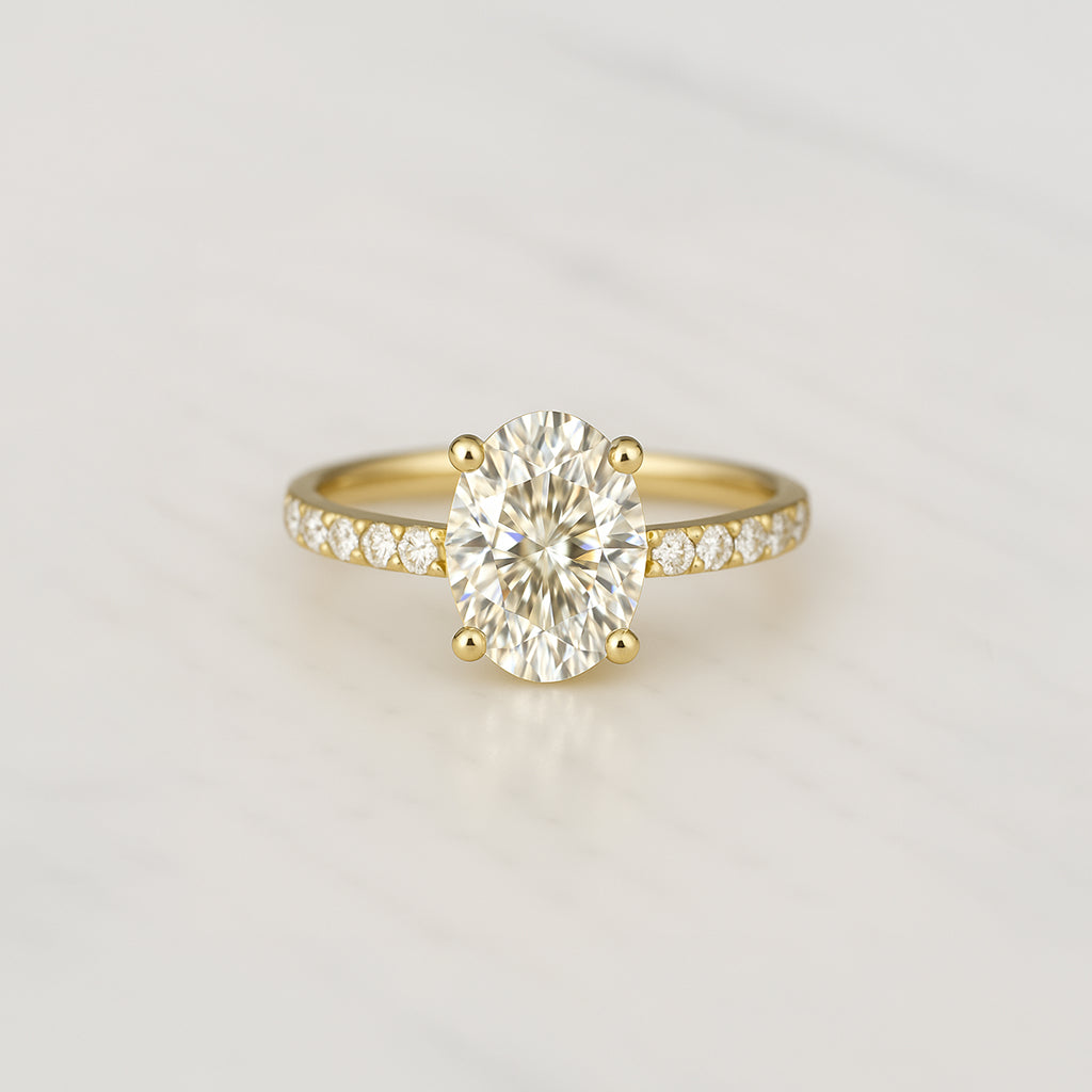 Classic Oval Cut Hidden Halo with Diamond Band - 1.20ct+ (8.5mm+, D/E & VVS)