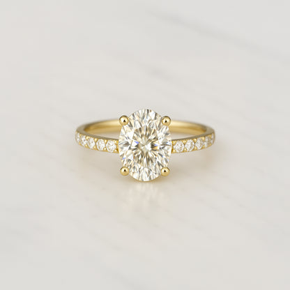 Classic Oval Cut Hidden Halo with Diamond Band - 1.20ct+ (8.5mm+, D/E & VVS)