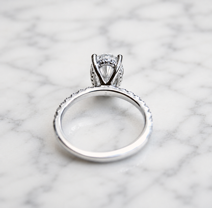 Classic Oval Cut Hidden Halo with Diamond Band - 1.80ct+ (9.5mm+, D/E & VVS)