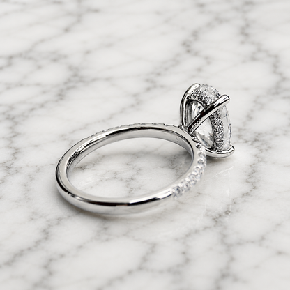 Classic Oval Cut Hidden Halo with Diamond Band - 1.80ct+ (9.5mm+, D/E & VVS)