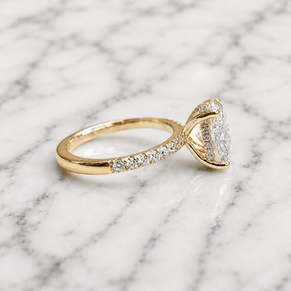 Classic Oval Cut Hidden Halo with Diamond Band - 1.80ct+ (9.5mm+, D/E & VVS)