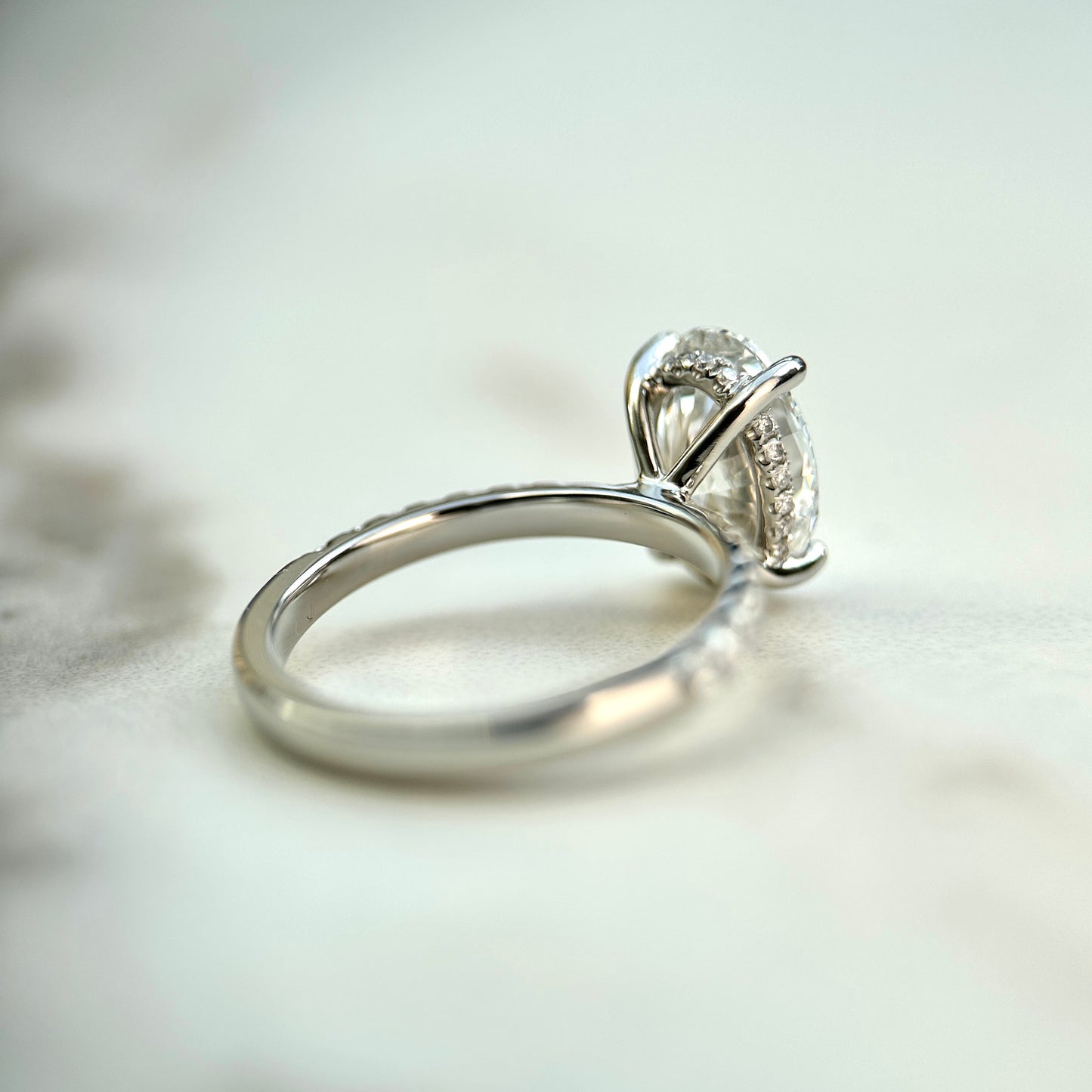 Classic Oval Cut Hidden Halo with Diamond Band - 2.50ct+ (10.5mm+, D/E & VVS)