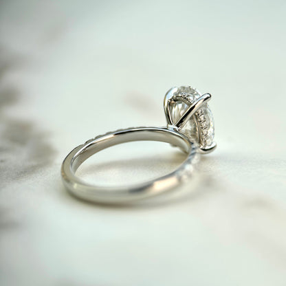 Classic Oval Cut Hidden Halo with Diamond Band - 2.50ct+ (10.5mm+, D/E & VVS)