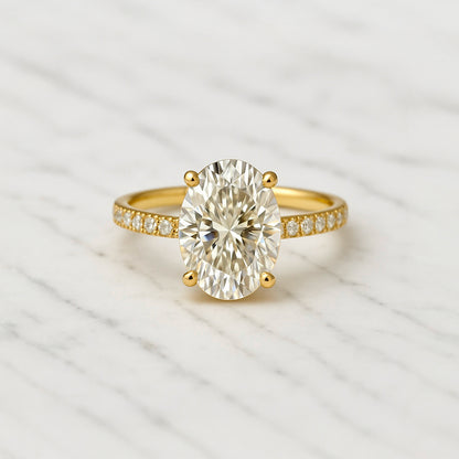 Classic Oval Cut Hidden Halo with Diamond Band - 2.50ct+ (10.5mm+, D/E & VVS)