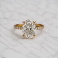 Classic Oval Cut Hidden Halo with Diamond Band - 3ct+ (11.5mm+, D/E & VVS)