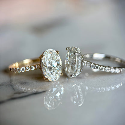 Classic Oval Cut Hidden Halo with Diamond Band - 3ct+ (11.5mm+, E/VS1+)