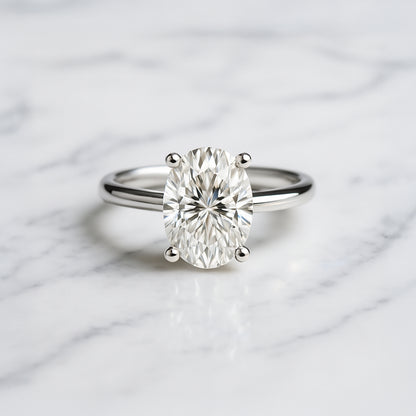 Classic Oval Cut Solitaire - 2ct+ (10mm+, D/E & VVS)