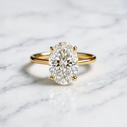 Classic Oval Cut Solitaire - 3ct+ (11.5mm+, D/E & VVS)