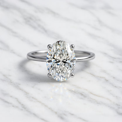 Classic Oval Cut Solitaire - 3ct+ (11.5mm+, D/E & VVS)