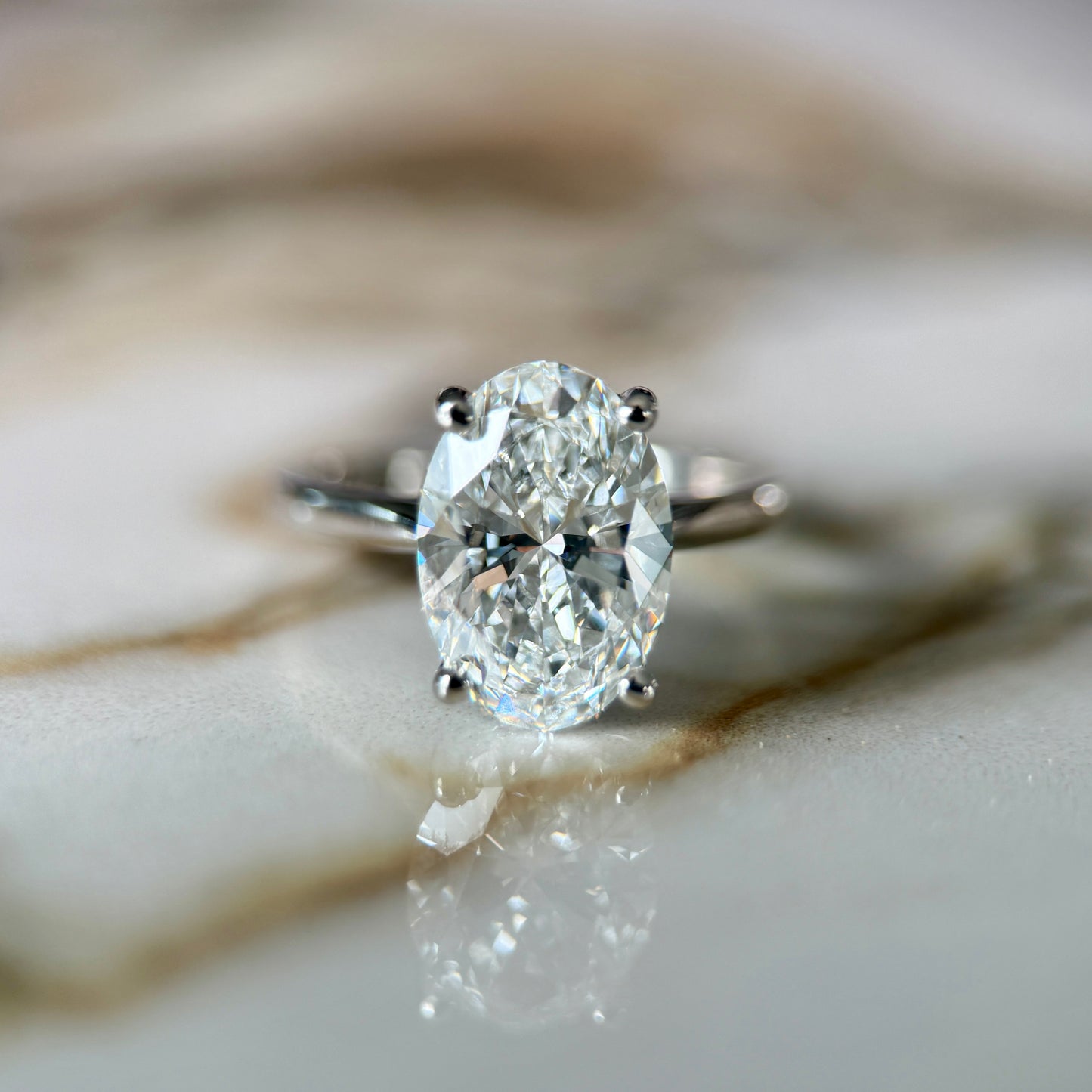 Classic Oval Cut Solitaire - 3ct+ (11.5mm+, D/E & VVS)