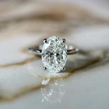 Classic Oval Cut Solitaire - 3ct+ (11.5mm+, D/E & VVS)