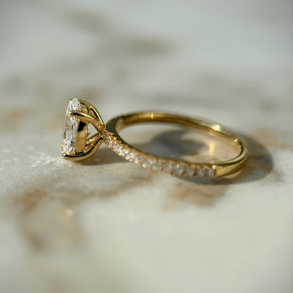 London Diamonds Classic Oval Cut Solitaire with Diamond Band - 1ct+ (8mm+, D/E & VVS)