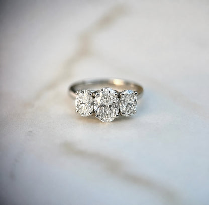 Classic Oval Trilogy - 2ct+ (D/E & VVS main diamond)