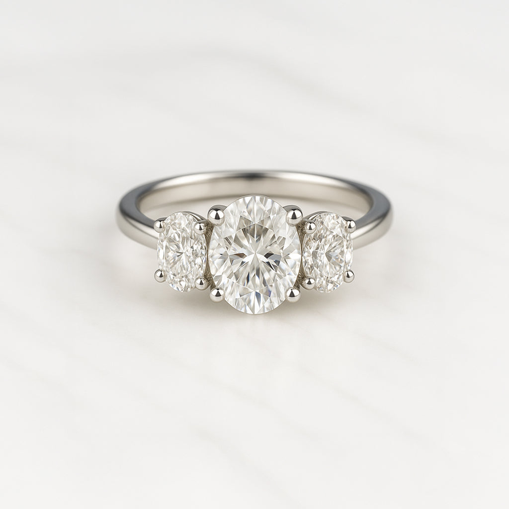 Classic Oval Trilogy - 2ct+ (D/E & VVS main diamond)