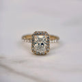 Classic Radiant Cut Halo with Diamond Band - 1.20ct+ (7.5mm+, D/E & VVS)