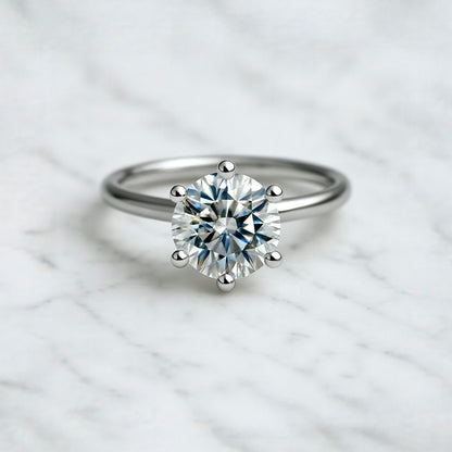 Classic Round Cut Solitaire (6 prong) - 2ct+ (8.2mm+, D/E & VVS)