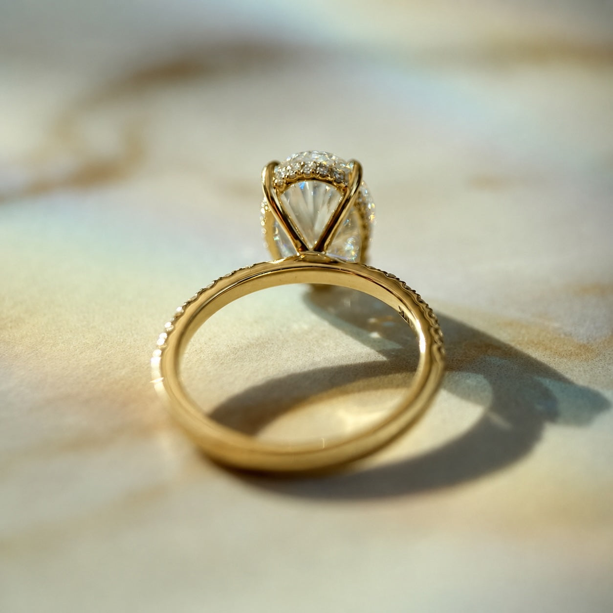 Classic Oval Cut Hidden Halo with Diamond Band - 4ct+ (13mm+, E/VS1+)
