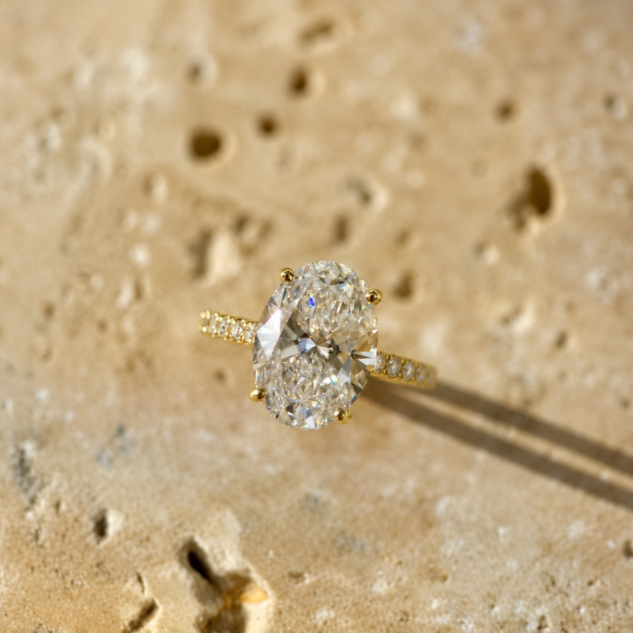 Classic Oval Cut Hidden Halo with Diamond Band - 4ct+ (13mm+, E/VS1+)