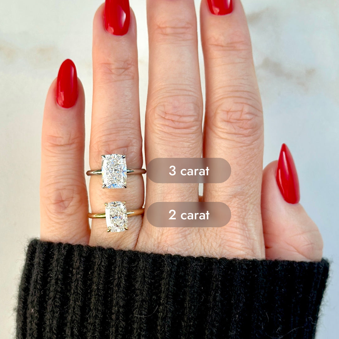 Classic Elongated Cushion Cut Solitaire 3ct+ (10mm+, D/E VVS