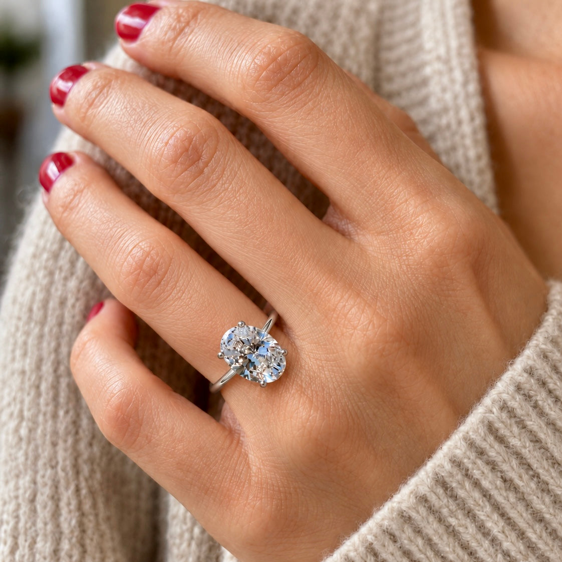 Classic Oval Cut Solitaire - 4ct+ (13mm+, D/E & VVS)
