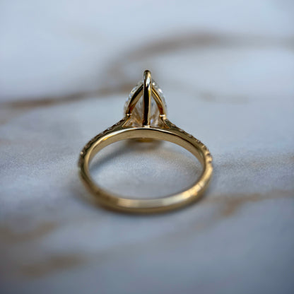 Classic Pear Cut Solitaire with Diamond Band - 2ct+ (D/E & VVS)