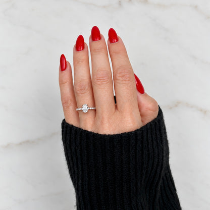 Classic Oval Cut Solitaire with Diamond Band - 1ct+ (8mm+, D/E & VVS)