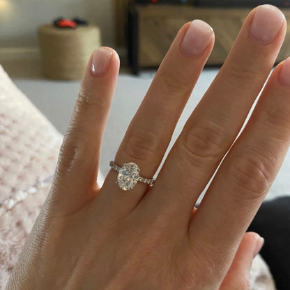 Classic Oval Cut Hidden Halo with Diamond Band - 1.80ct+ (9.5mm+, D/E & VVS)