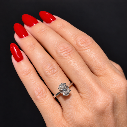 Cathedral Set Classic Oval Cut Solitaire - 1.80ct+ (9.5mm+, D/E & VVS)
