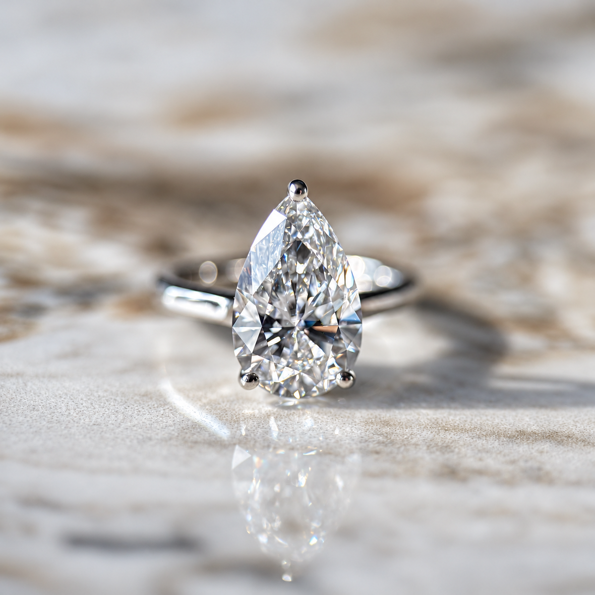 Classic Pear Cut Solitaire - 3ct+ (E/VS1+)