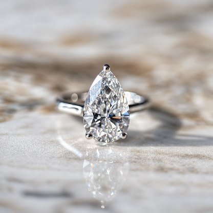 Classic Pear Cut Solitaire - 3ct+ (E/VS1+)