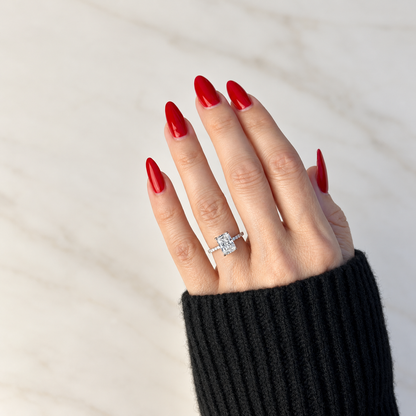 Classic Radiant Cut Hidden Halo with Diamond Band - 2ct+ (9mm+, D/E & VVS)