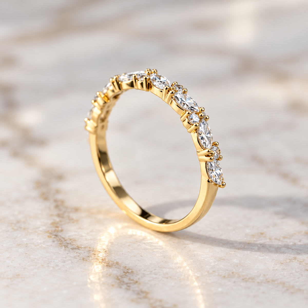 Marquise & Round Cut Half Band - 0.60ct